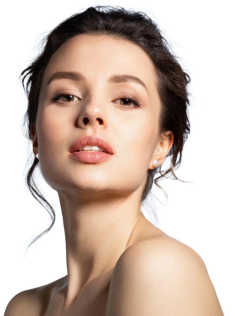 Radiant woman with flawless skin after dermatology treatments for skin rejuvenation, hydration, and anti-aging care.